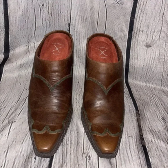 Twisted X Women’s High Heel Mule Western Dark Brown Leather Size 8.5 Slip-On - Picture 2 of 7